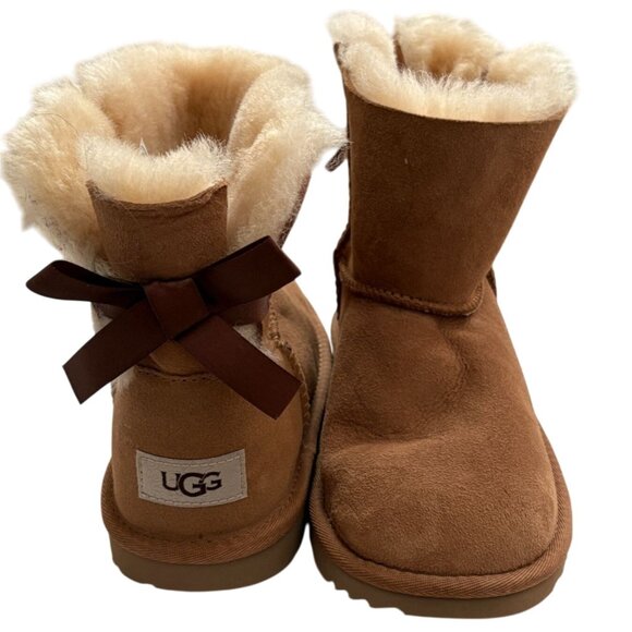 Ugg Classic Mini Bailey Bow II Girls Booties-Tan-Size 4-NWT